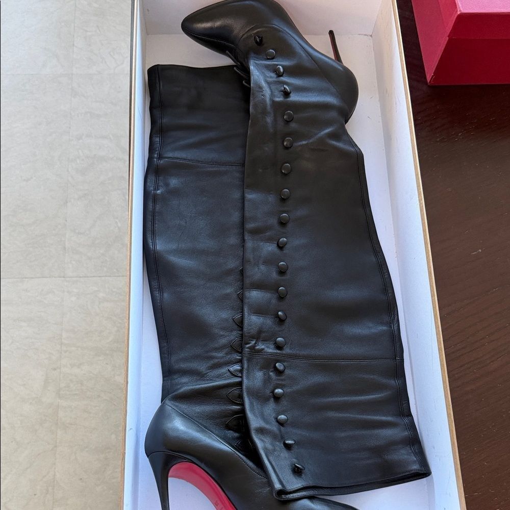 Christian Louboutin Black Over the Knee Boots - Picture 7 of 8